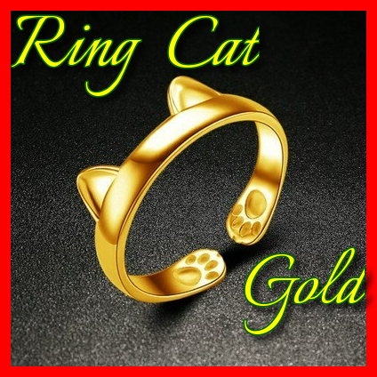 リング 猫耳 ゴールド 指輪 韓国 ネコ ねこ ファッション デザイン かわいい キャット ジュエリーガール ギフト #C649-13_画像1