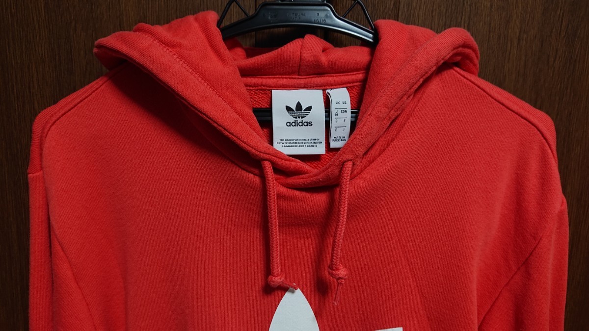 USED adidas originals adicolor オーバーサイズ プルオーバー パーカー Mサイズ レッド アディダスオリジナルス_画像3