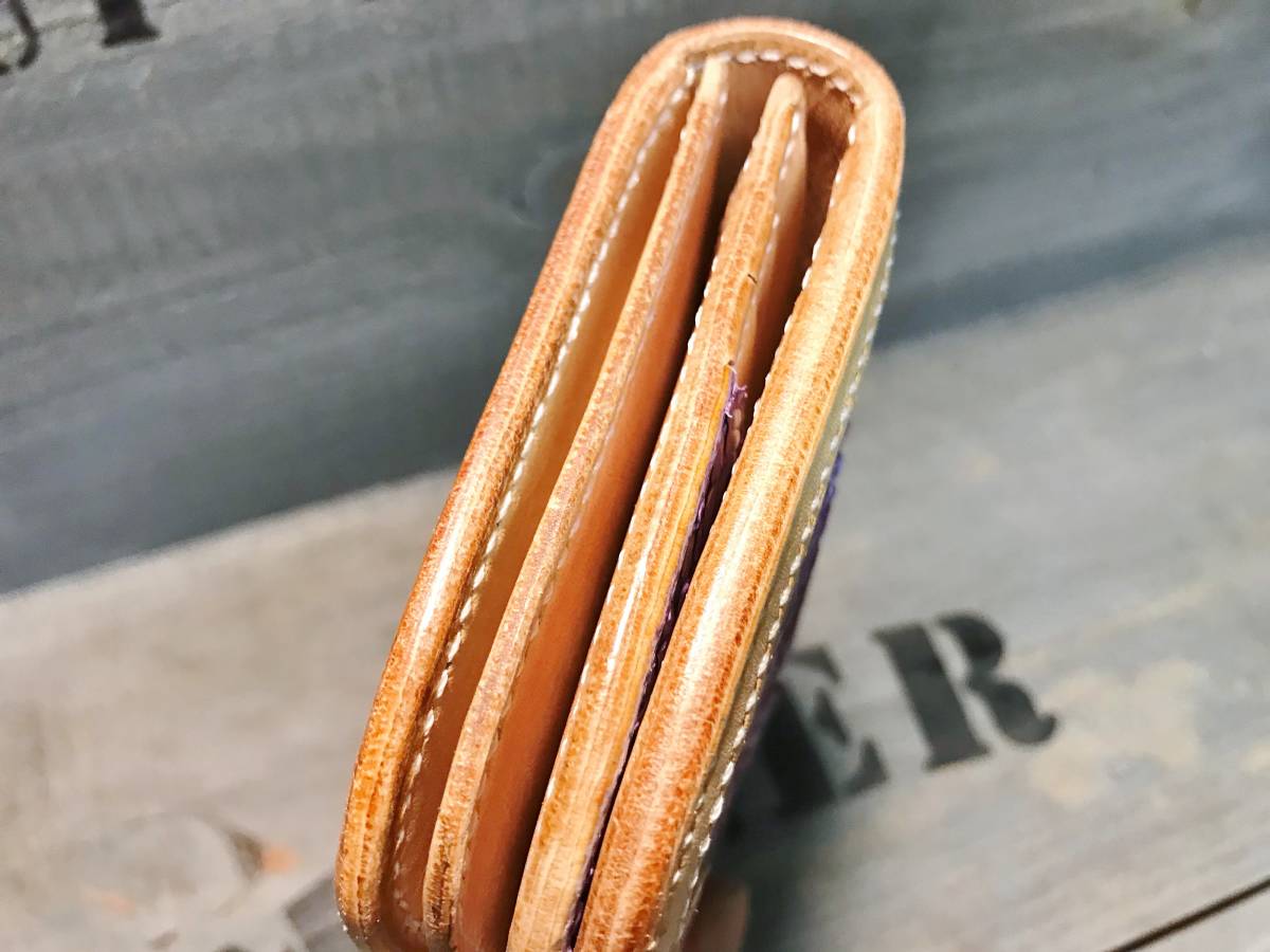 ロングウォレット ヘビ革 ダイヤモンドパイソン サドルレザー 革財布
