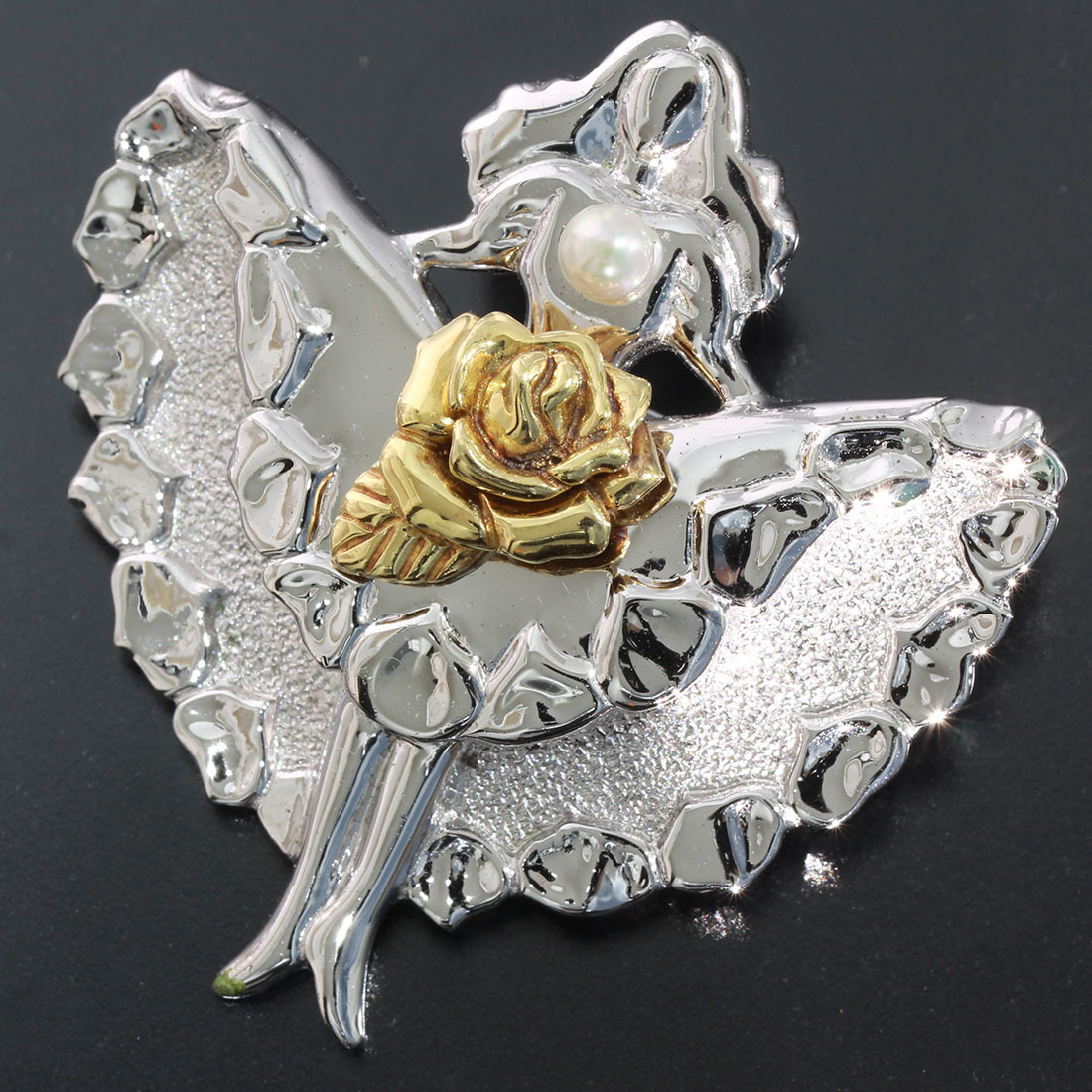  Mikimoto brooch Dan sa- dress silver pearl rose K18 SS E0073