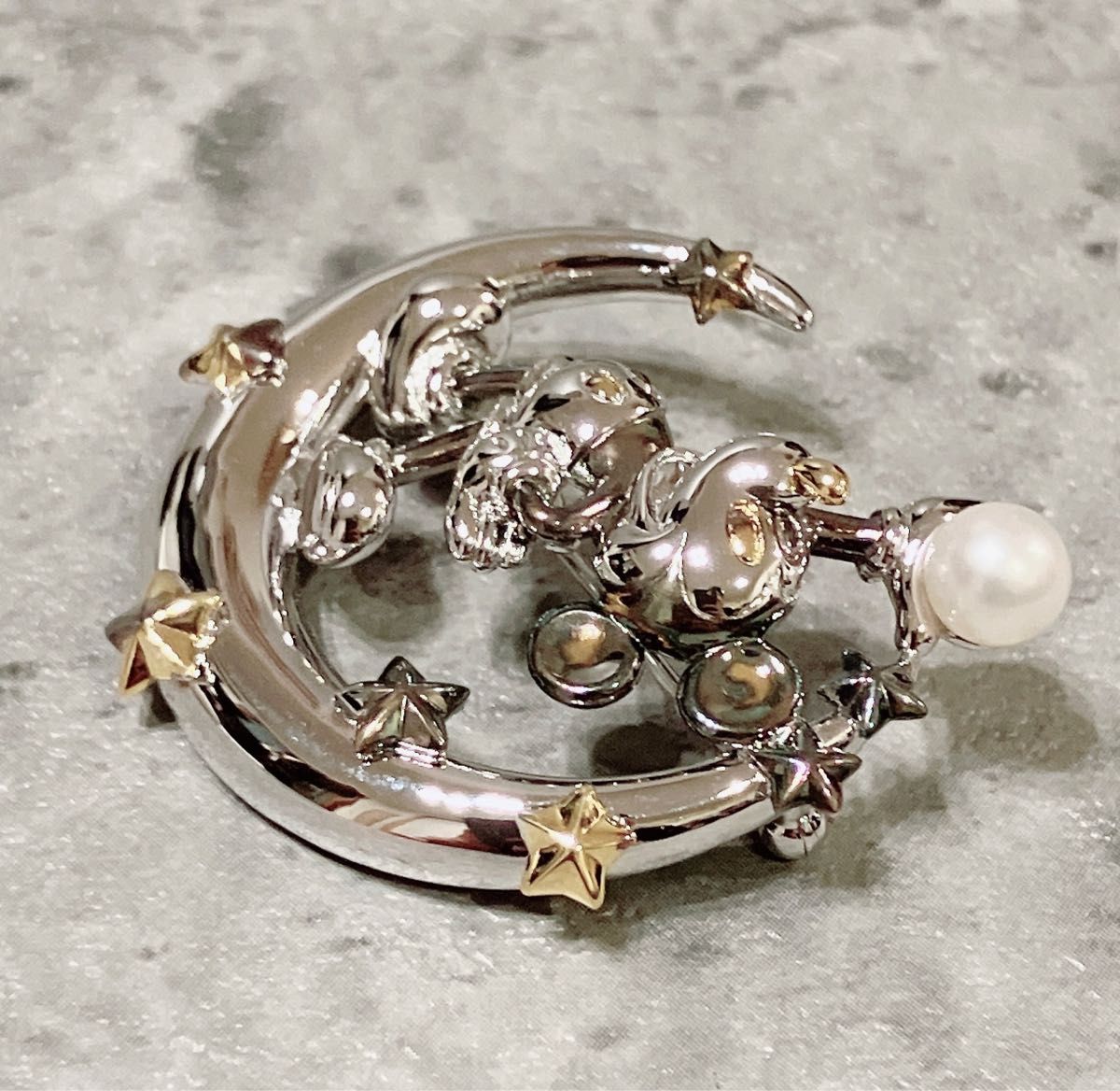希少 美品 ミキモト MIKIMOTO ミッキーマウス ブローチ 真珠 パール
