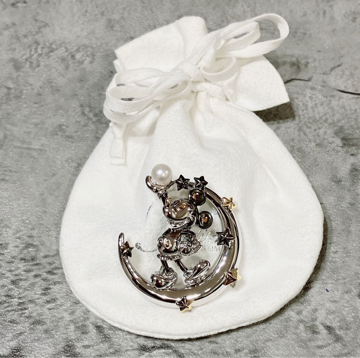 希少 美品 ミキモト MIKIMOTO ミッキーマウス ブローチ 真珠 パール