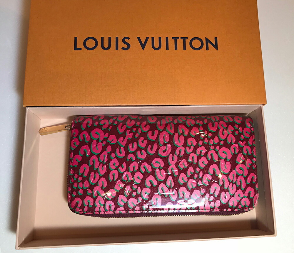 LOUIS VUITTON ルイ ヴィトン ヴェルニ レオパード ジッピー ウォレット ブロンコライユ 長財布 M91476 【中古】lv-002_画像3