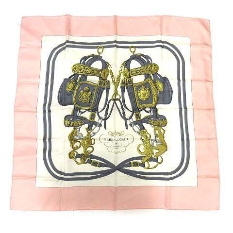 美品 HERMES エルメス スカーフ カレ 90×90 ピング系 シルク 正方形