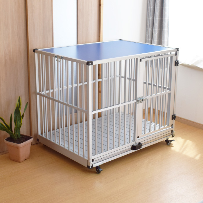 aru pet AL-106 dog cage dog . aluminium material .. specification indoor for business use with casters .