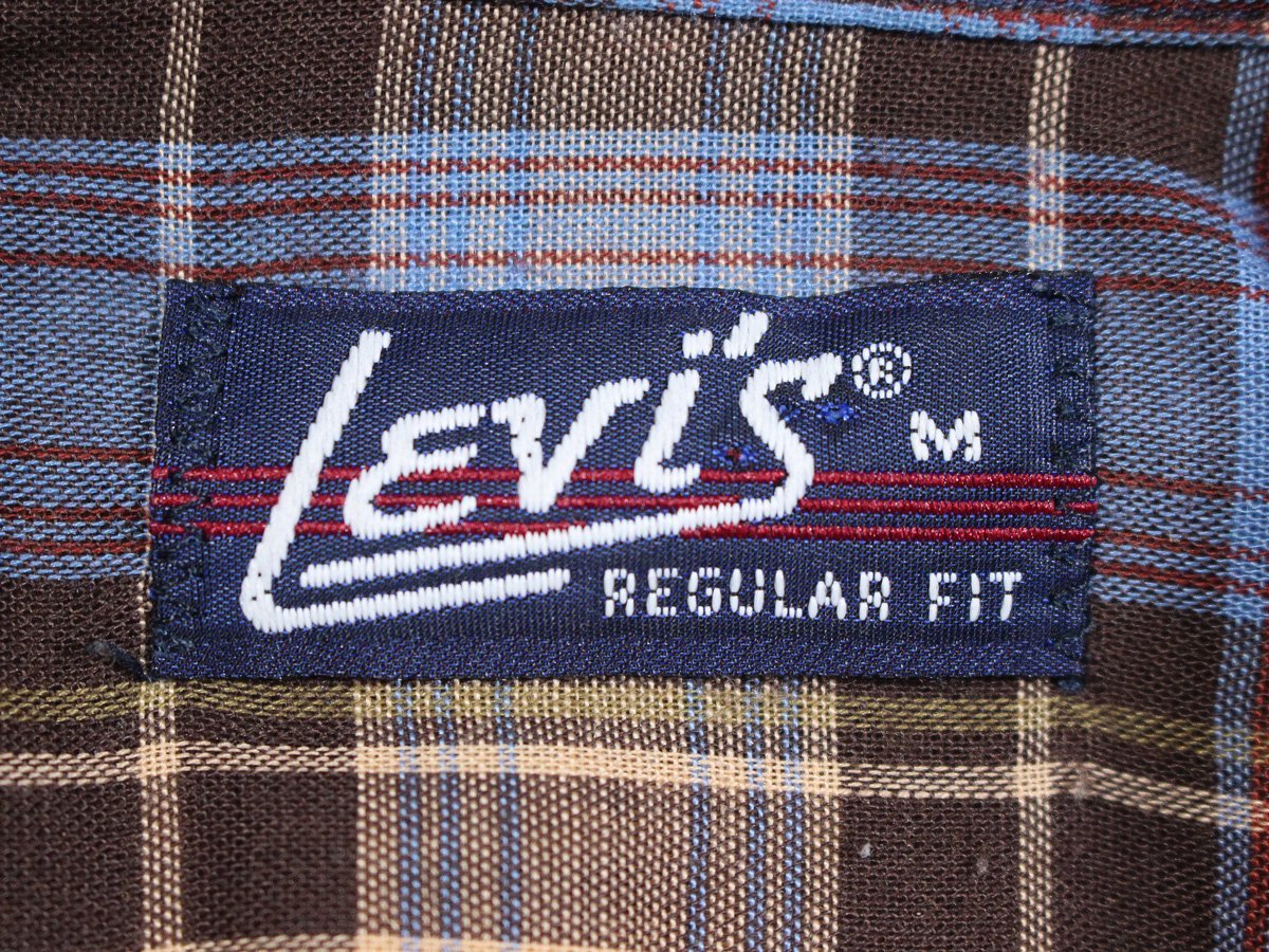 ビンテージ 70s Levi's リーバイス 青タグ 長袖チェックシャツ Mの画像3