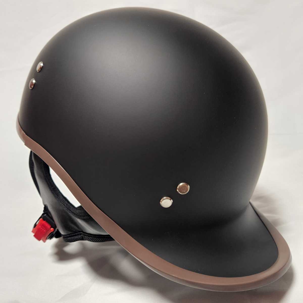 【国内即日発送】ダックテール ヘルメット　バイザー付　マットブラック　軽量　半帽　キャップ型　半ヘル　1_画像3