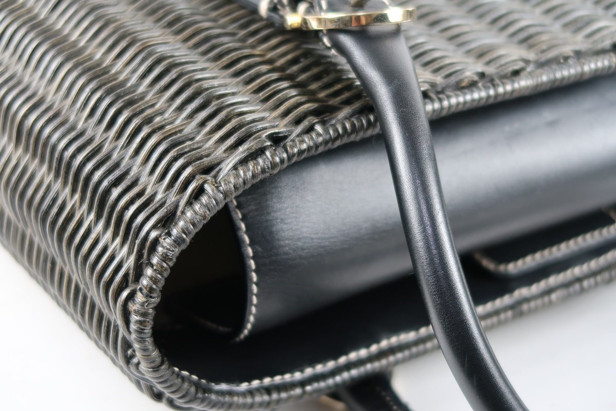 美品】Ferragamo フェラガモ 籠バッグ ストロー カゴ ハンドバッグ