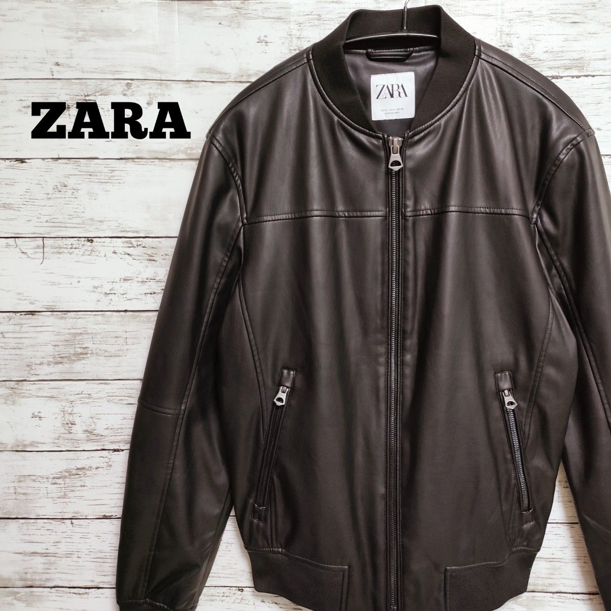 ZARA ザラ フェイクレザージャケット メンズ スタジャン|PayPayフリマ