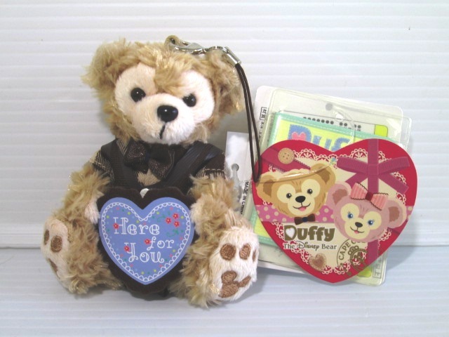 【美品！】　★ TOKYO Disny SEA ★　ストラップ　Duffy　ダッフィー　バレンタイン　（全長：８ cm）