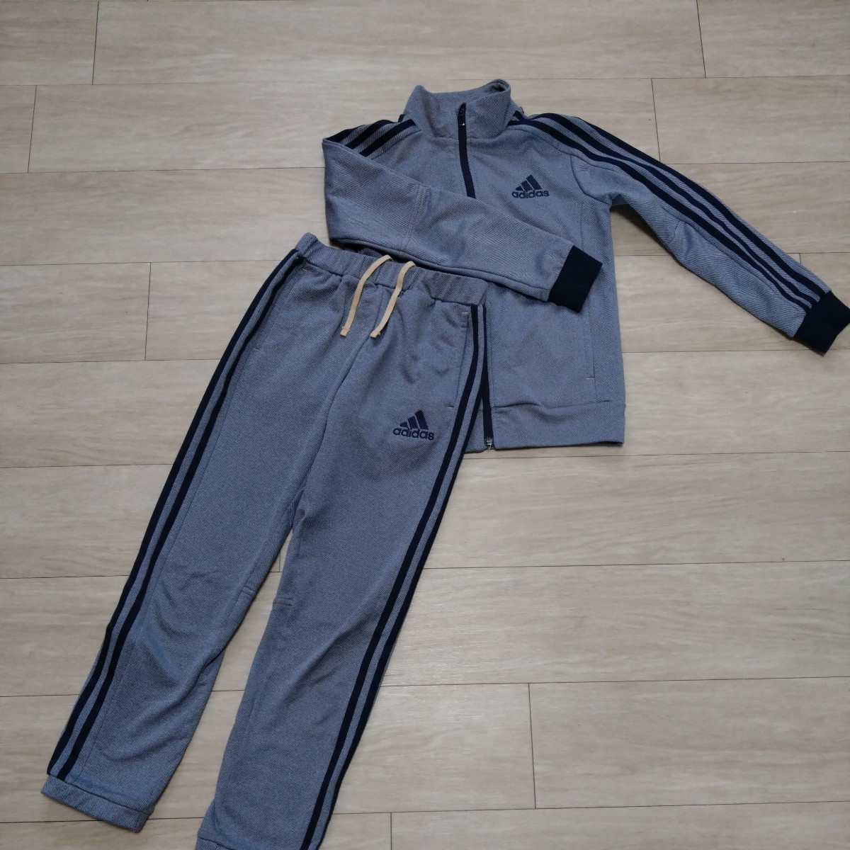 adidas top and bottom set jersey top and bottom CLIMALITE 140 Denim color 