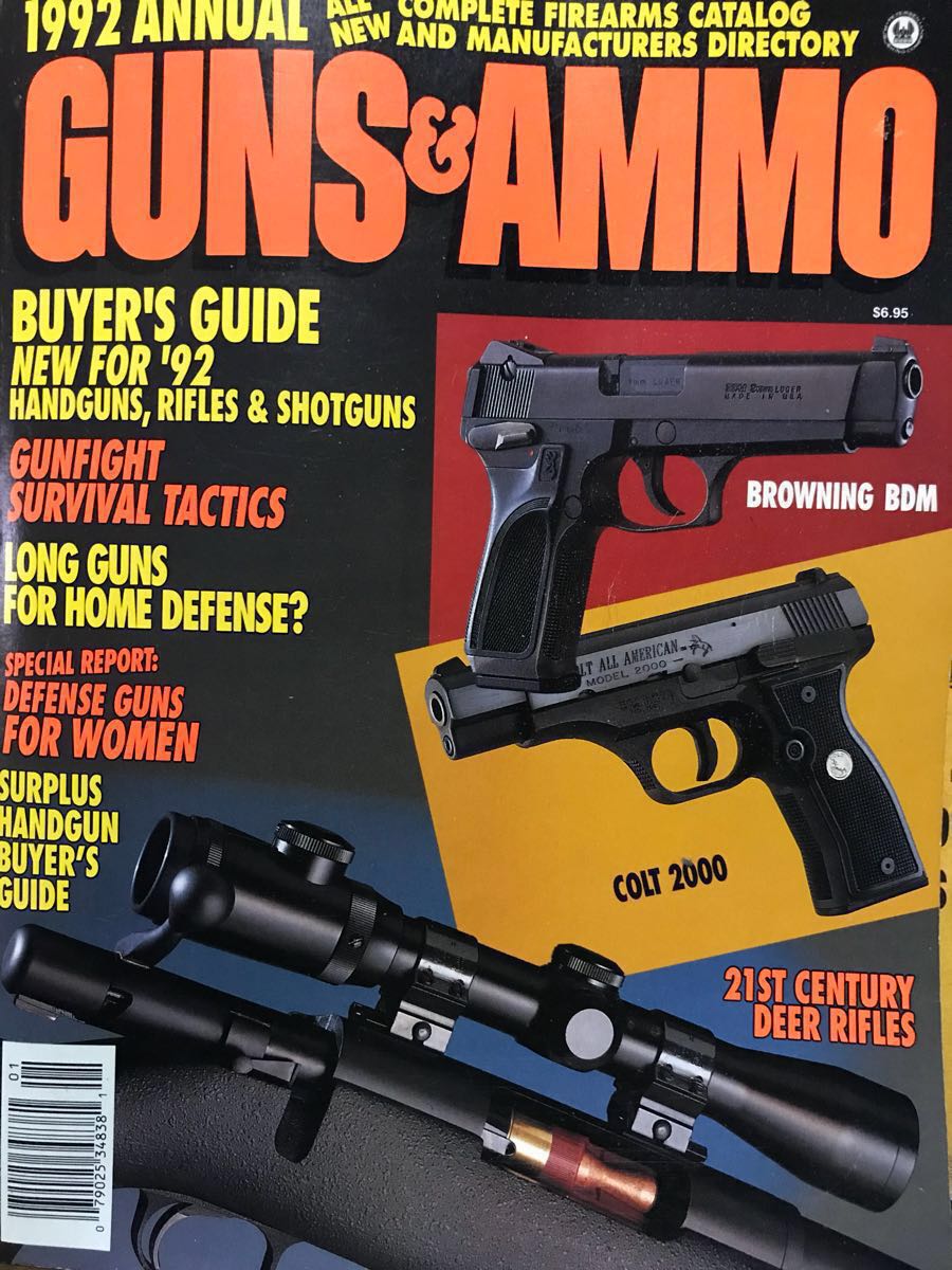 カタログギフトも！ 同梱取置 歓迎古洋書「GUNS 」銃鉄砲兵器ライフルマシンガンピストルリボルバー 1992ANNUAL AMMO & 戦記、ミリタリー