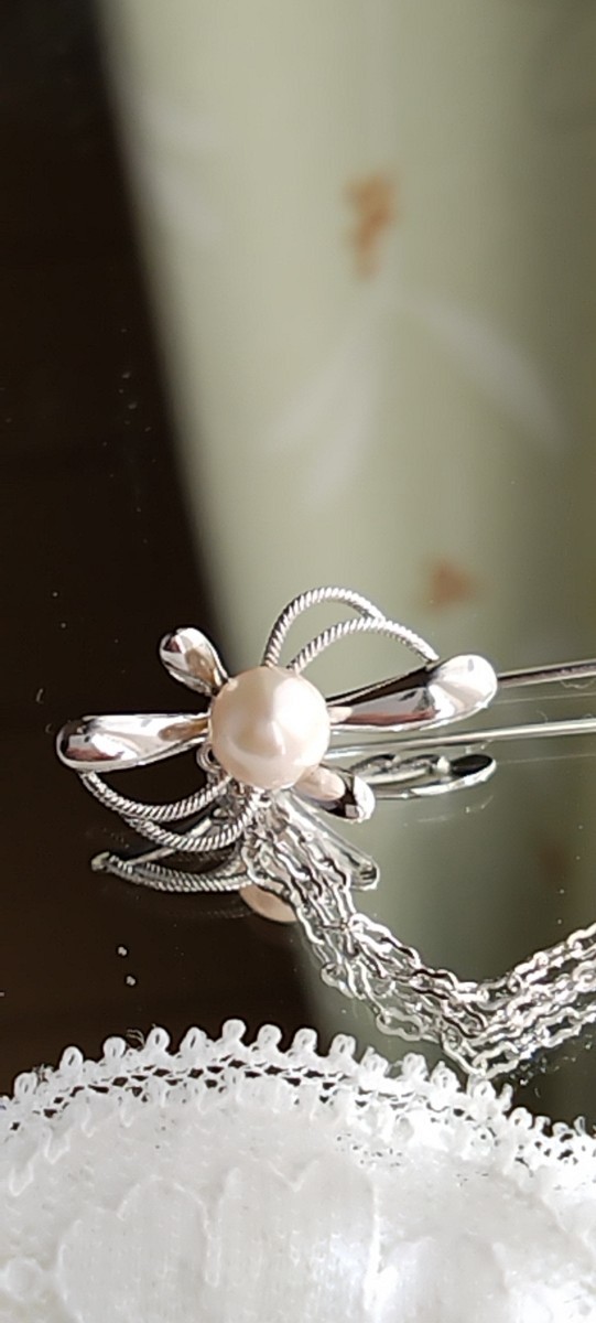 ...book@ pearl 6,7mm pearl pin brooch 