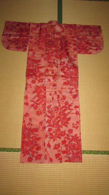 1000 иен скидка ( старый дом * поставка со склада )( старый ткань *. цветок узор ткань .. одиночный . кимоно )