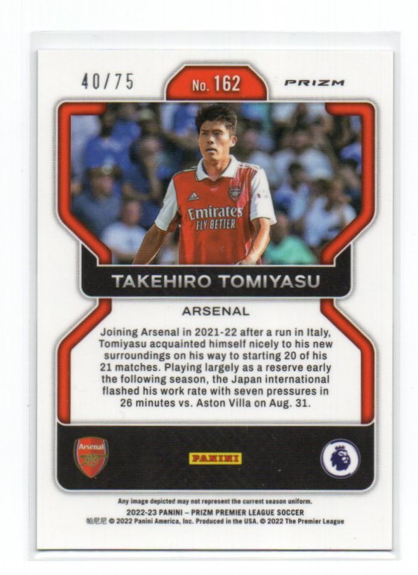 2022-23 PANINI PRIZM SOCCER Premier league [冨安健洋/TAKEHIRO TOMIYASU] Blue Breakaway Prizmパラレルカード 75枚限定 アーセナル_画像2