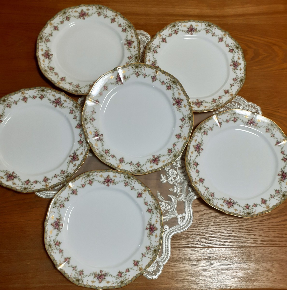 希少 Noritake ノリタケ ダイヤモンドコレクション ローズパレス ディナー皿 6枚セット 新品_画像1