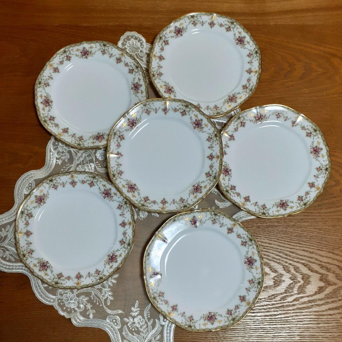 Noritake ノリタケ ダイヤモンドコレクション ローズパレス プレート 皿 6枚セット 新品