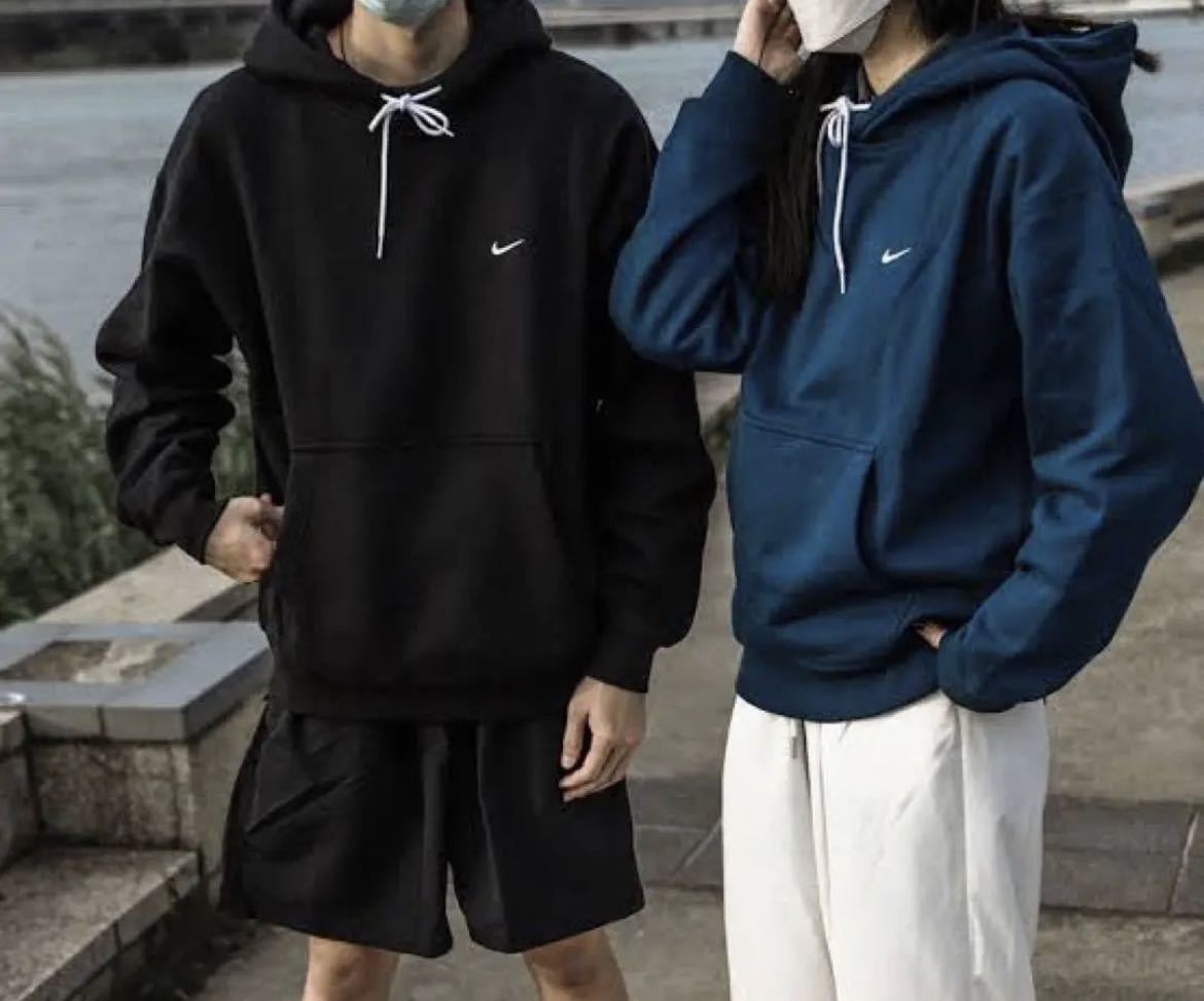 【M】NIKE ナイキ メンズ NRG ソロ スウッシュ パーカー スウェット フーディ フリース ラボ 黒 ブラック NIKElab ヘビーウェイト