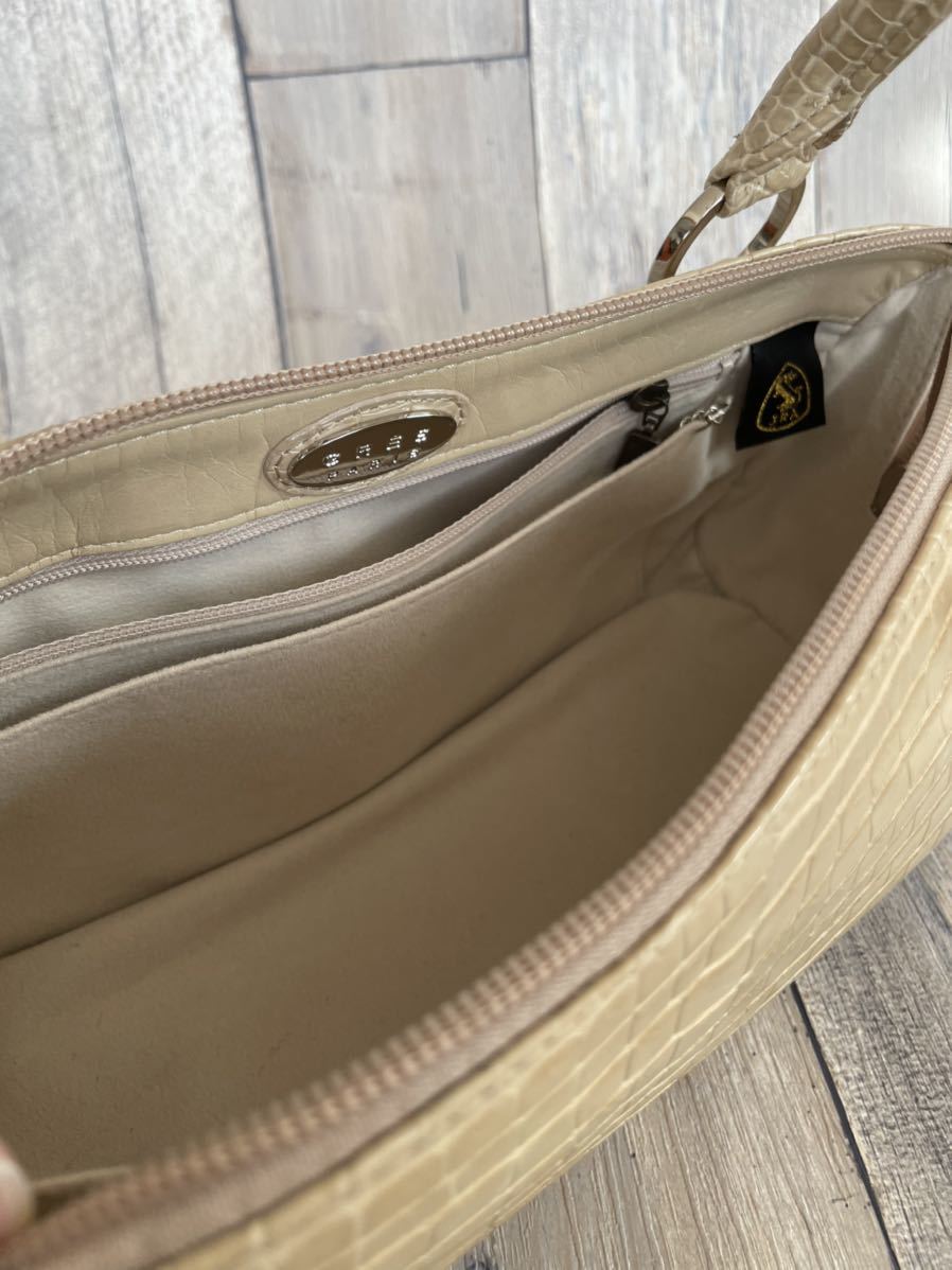 お値打ち価格◆◆◆JRA公認【美品】GRES グレ クロコダイル ハンドバッグ オフホワイト 返品保証!送料込み 8