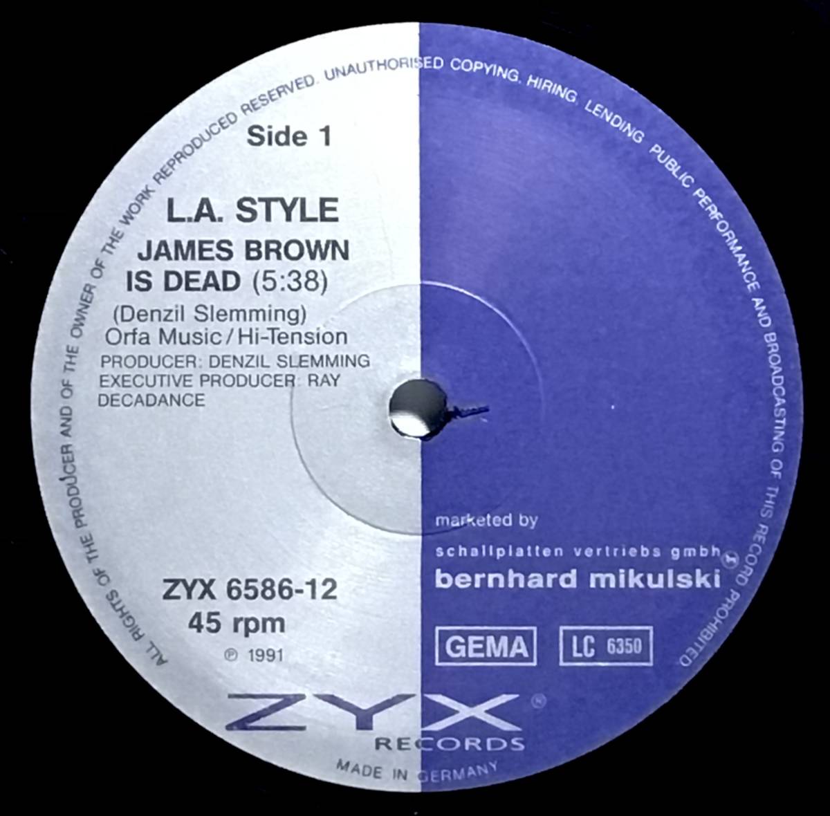 【独12】 L.A. STYLE / JAMES BROWN IS DEAD / 1991 ドイツ盤 ZYX 12インチレコード_画像4