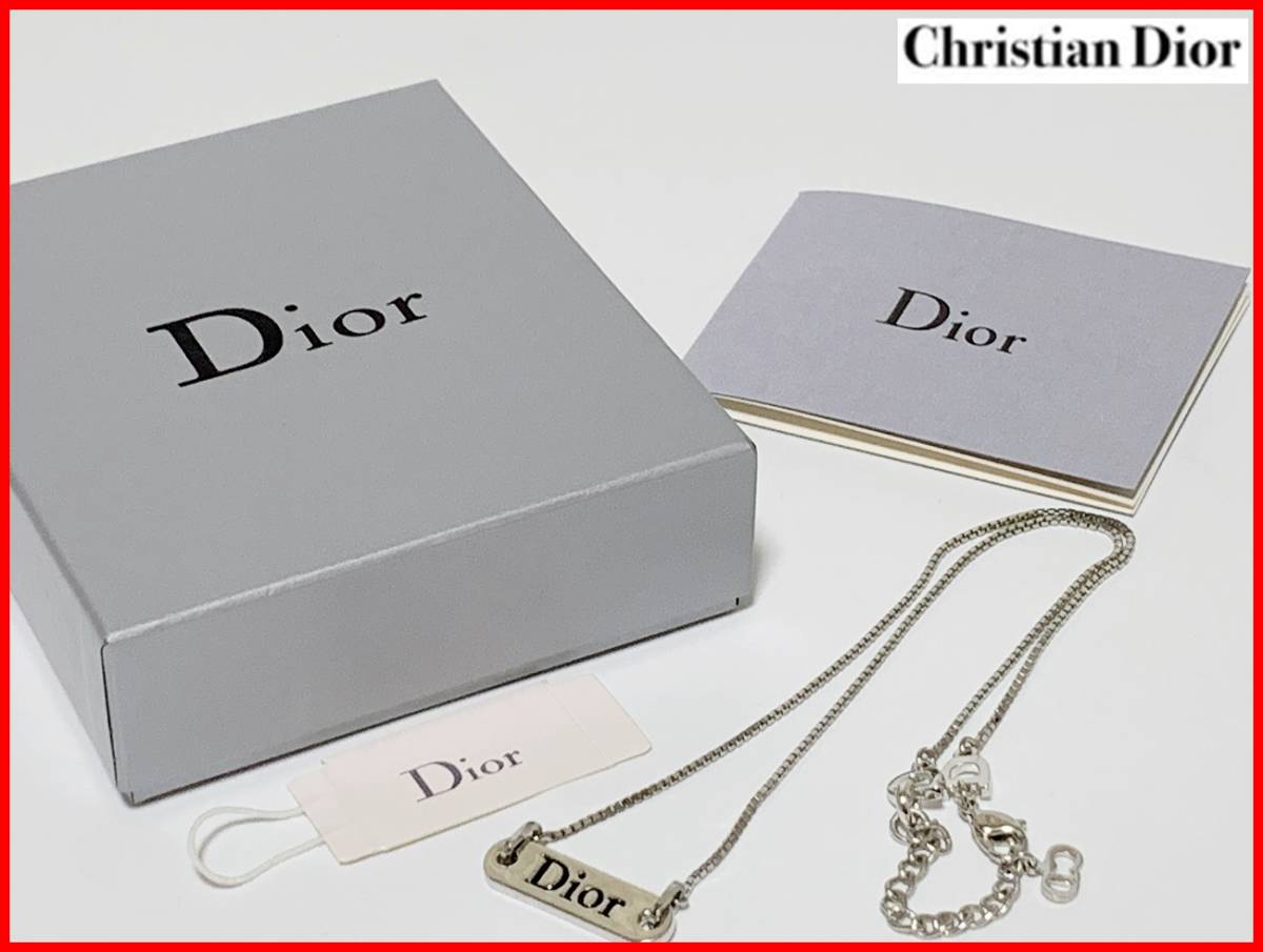 即決 Christian Dior クリスチャンディオール ネックレス ロゴ プレート レディース メンズ K4