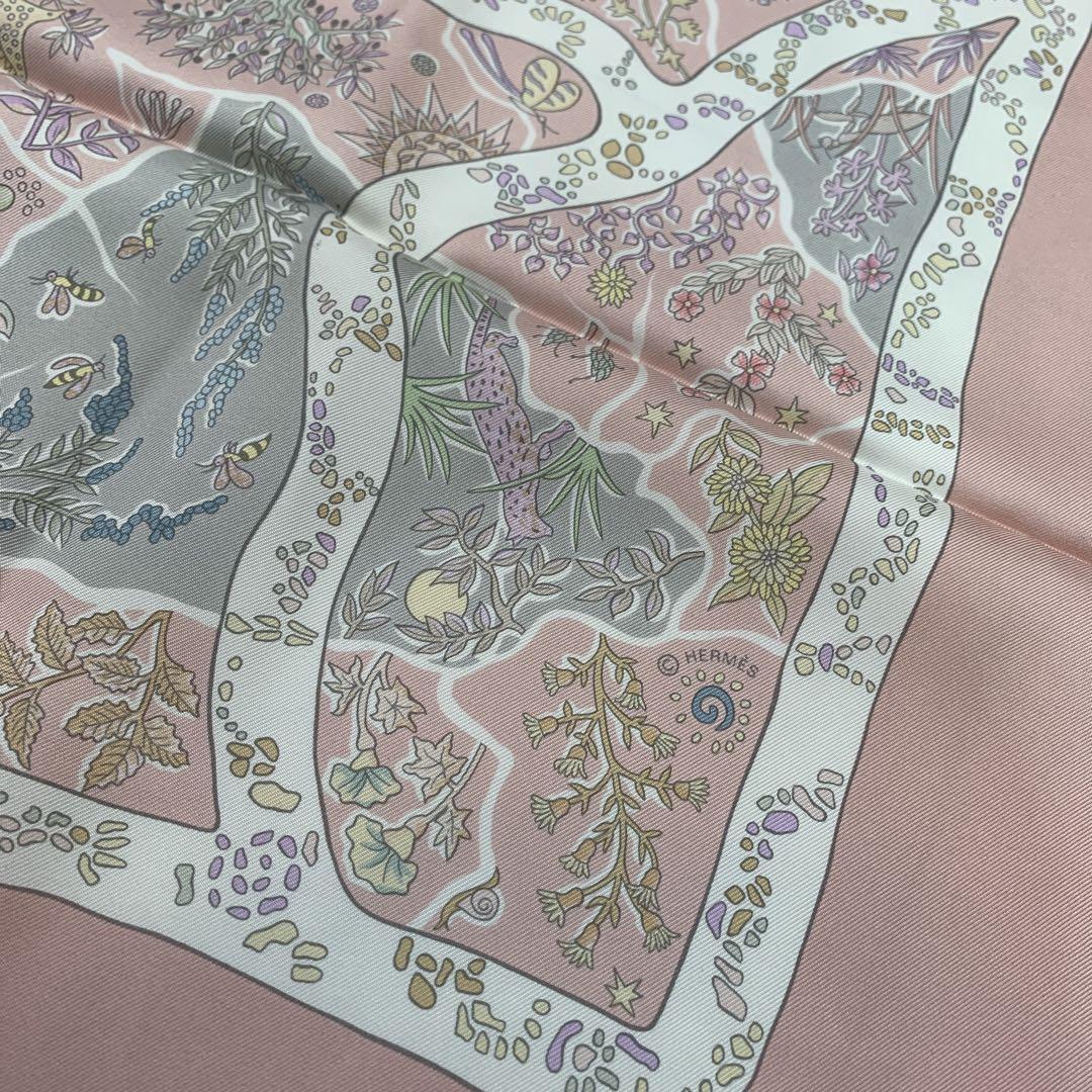 ☆未使用品☆HERMES カレ90 ガリッグの道 スカーフ ピンク マルチ
