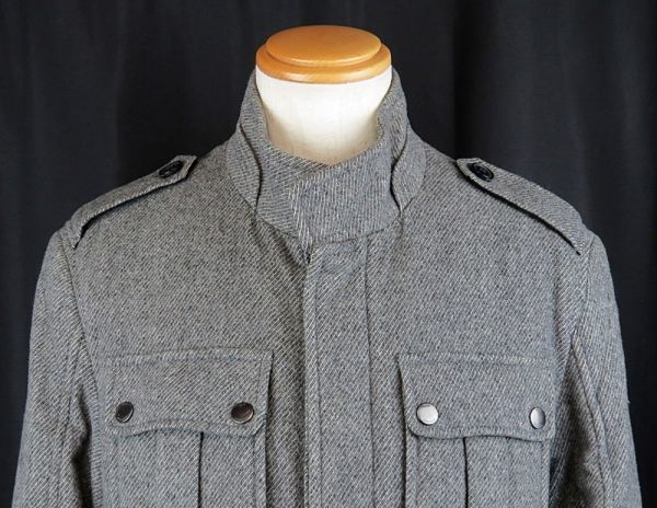 ■■＜美品＞ヒュ－ゴボス＜HUGO BOSS：Safari design／inner quilting＞Stand calla tweed ジャケット＜厚手：46＞■■_画像3