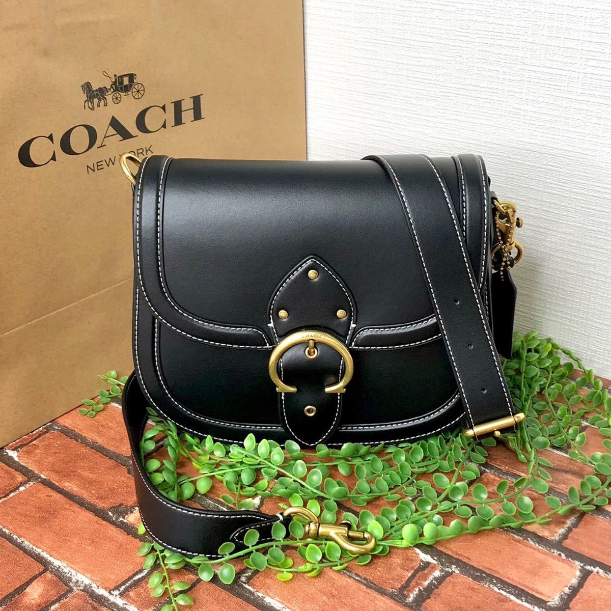 流行 ≪新品・未使用≫COACH ショルダーバッグ ブラック ビートサドル