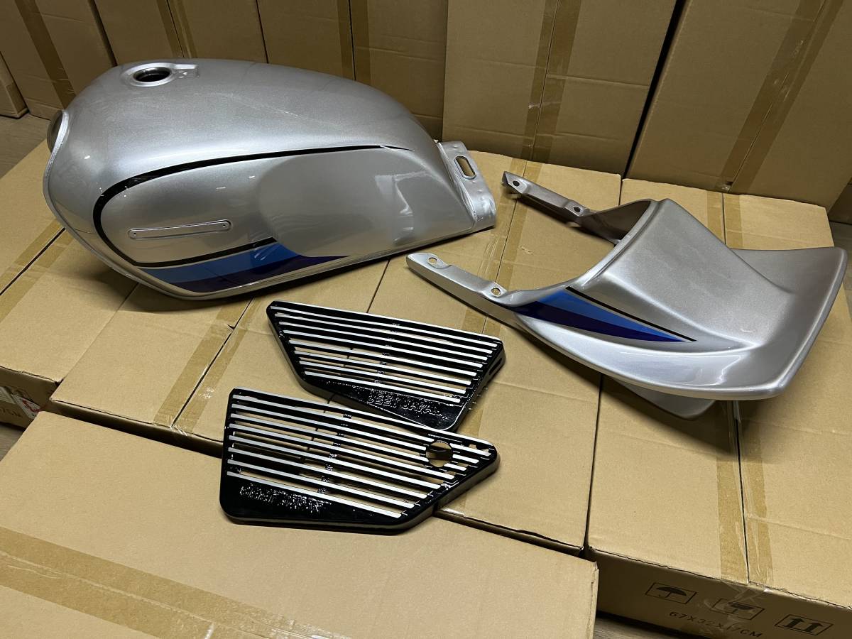 XJ400 外装セット 銀×青②ナナメ タンク アルフィン ハネテール