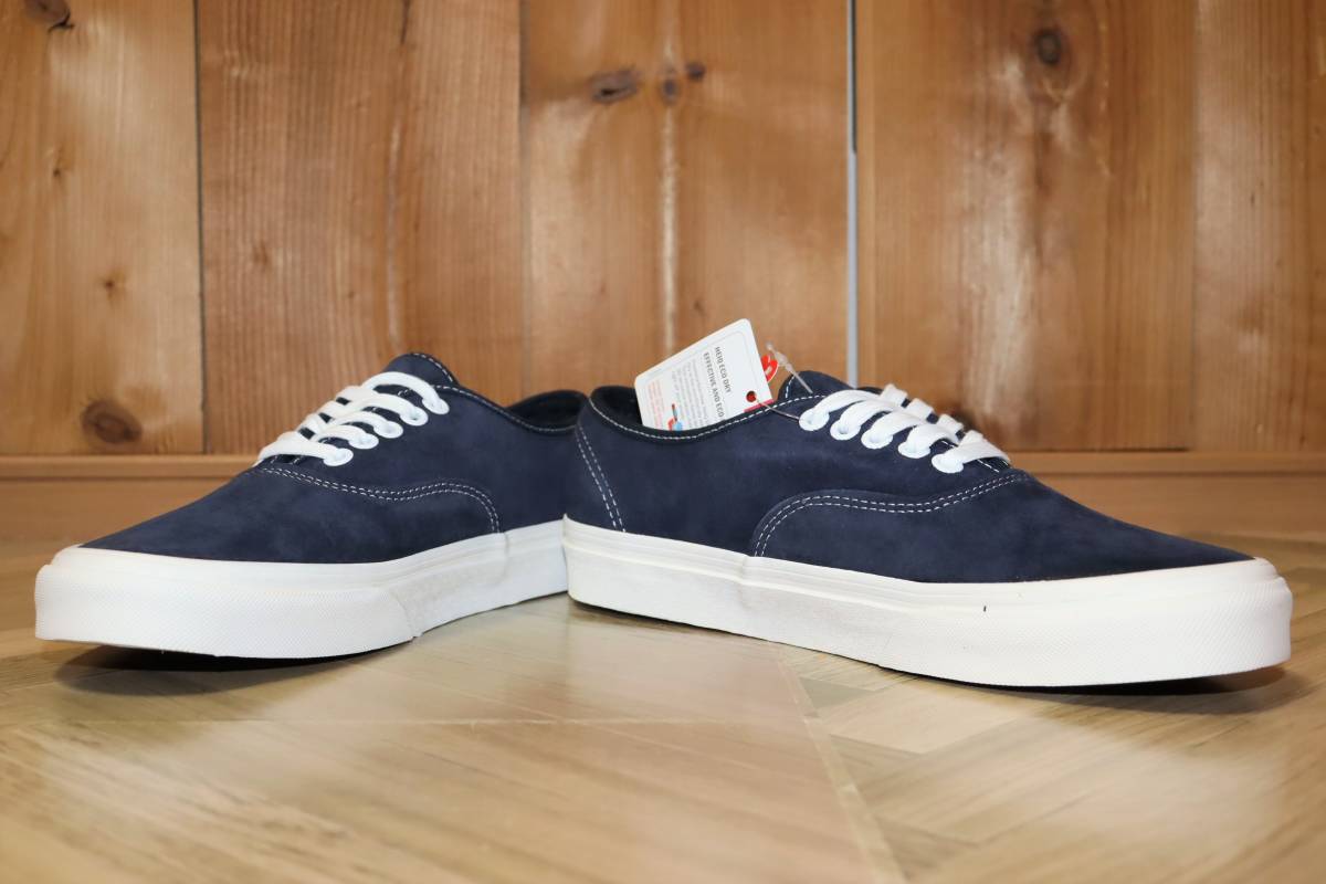 即決【未使用】 VANS ★ AUTHENTIC PIG SUEDE (US7.5/25.5cm) ★ バンズ オーセンティック ピッグスエード 撥水加工 ネイビー USA企画 _画像3