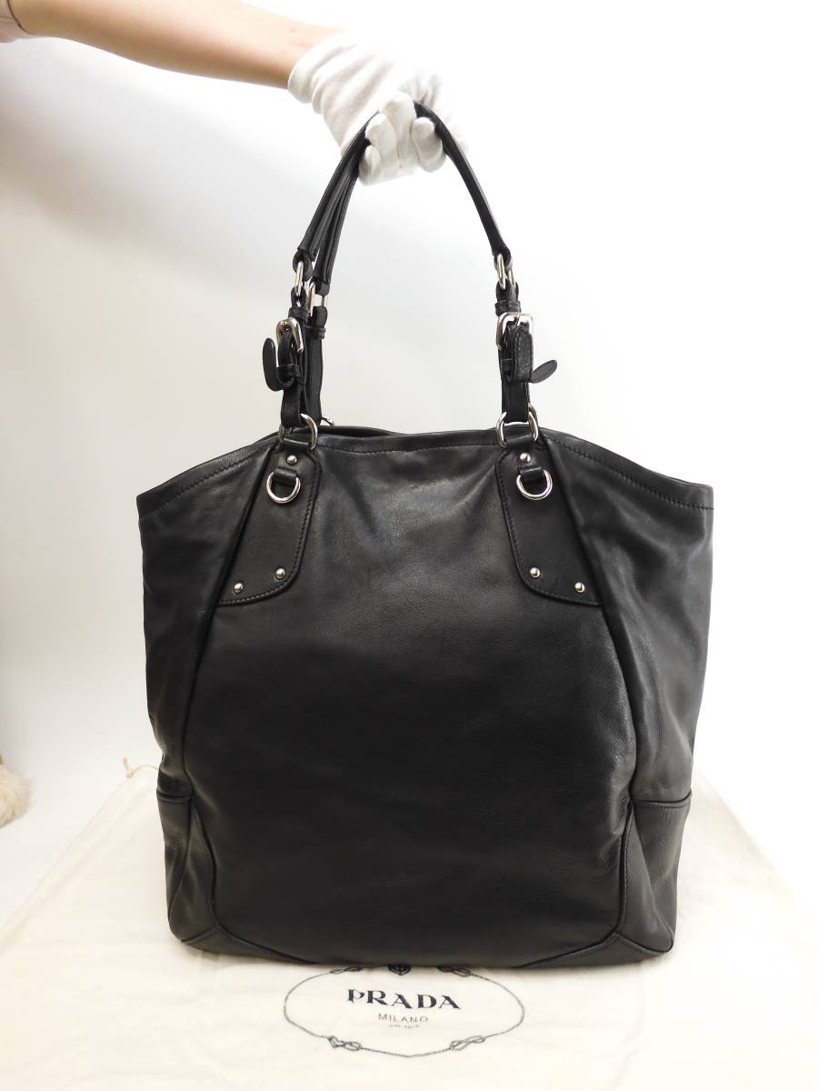 プラダ トートバッグ レザー 黒 メンズハンドバッグ 美品@117