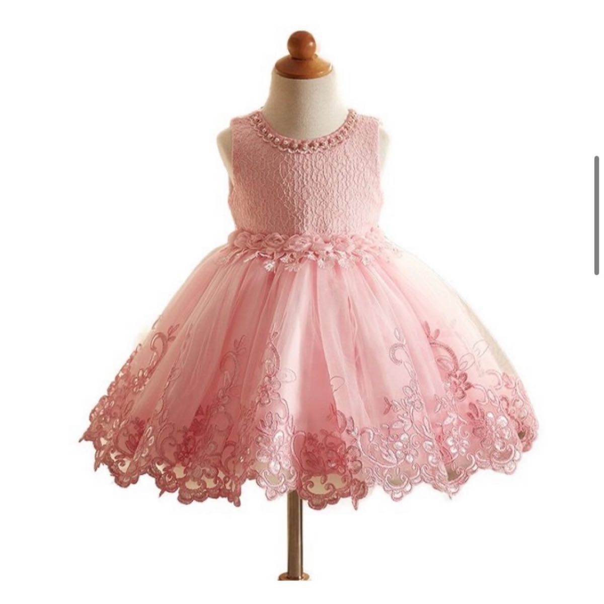 100女の子　ピンク子供ドレス　刺繍ドレス  ピアノ　発表会　結婚式