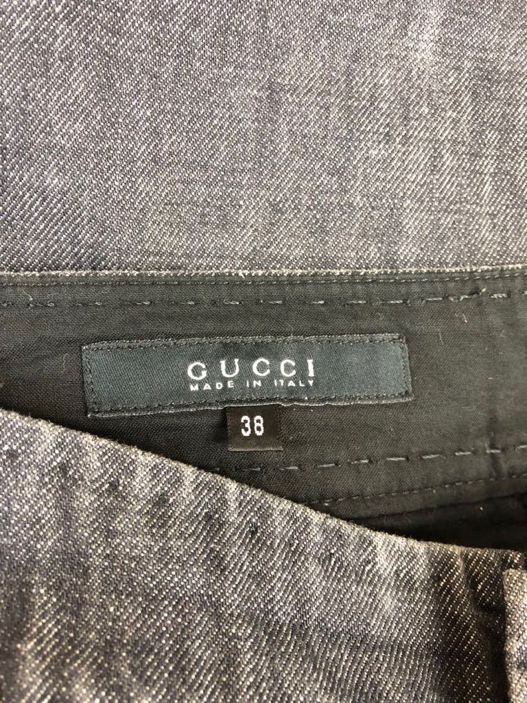 GUCCI Gucci lady's gray jeans Denim pants bottoms 38 inscription 