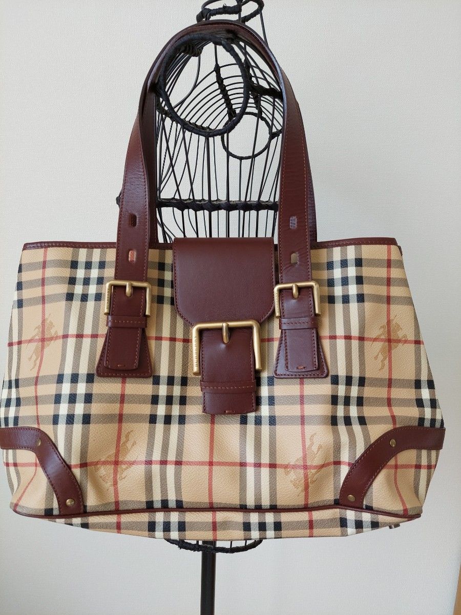 バーバリー 美品Burberry London トートバッグ ノバチェックPVC レトロ