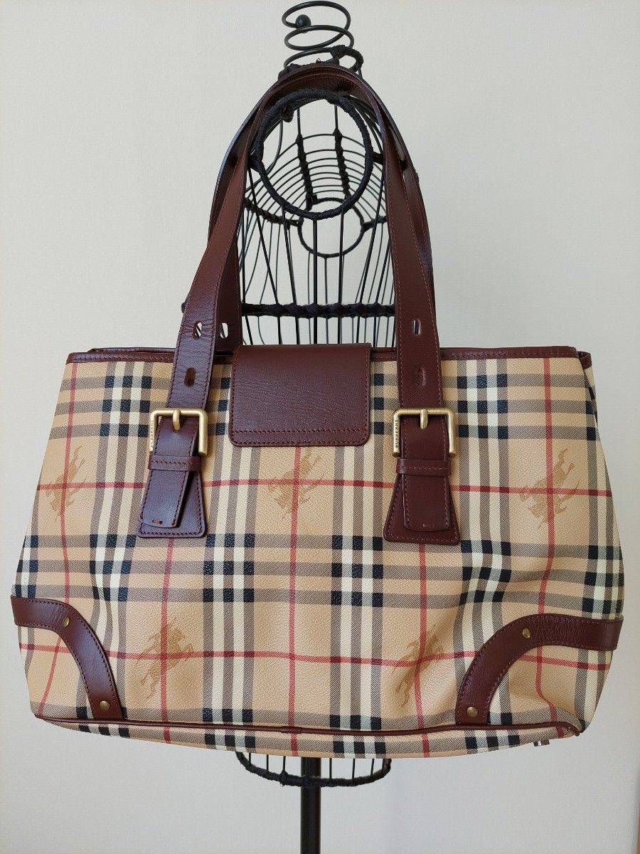 バーバリー　美品Burberry London トートバッグ ノバチェックPVC　レトロ　王道バーバーリー　クラシカル