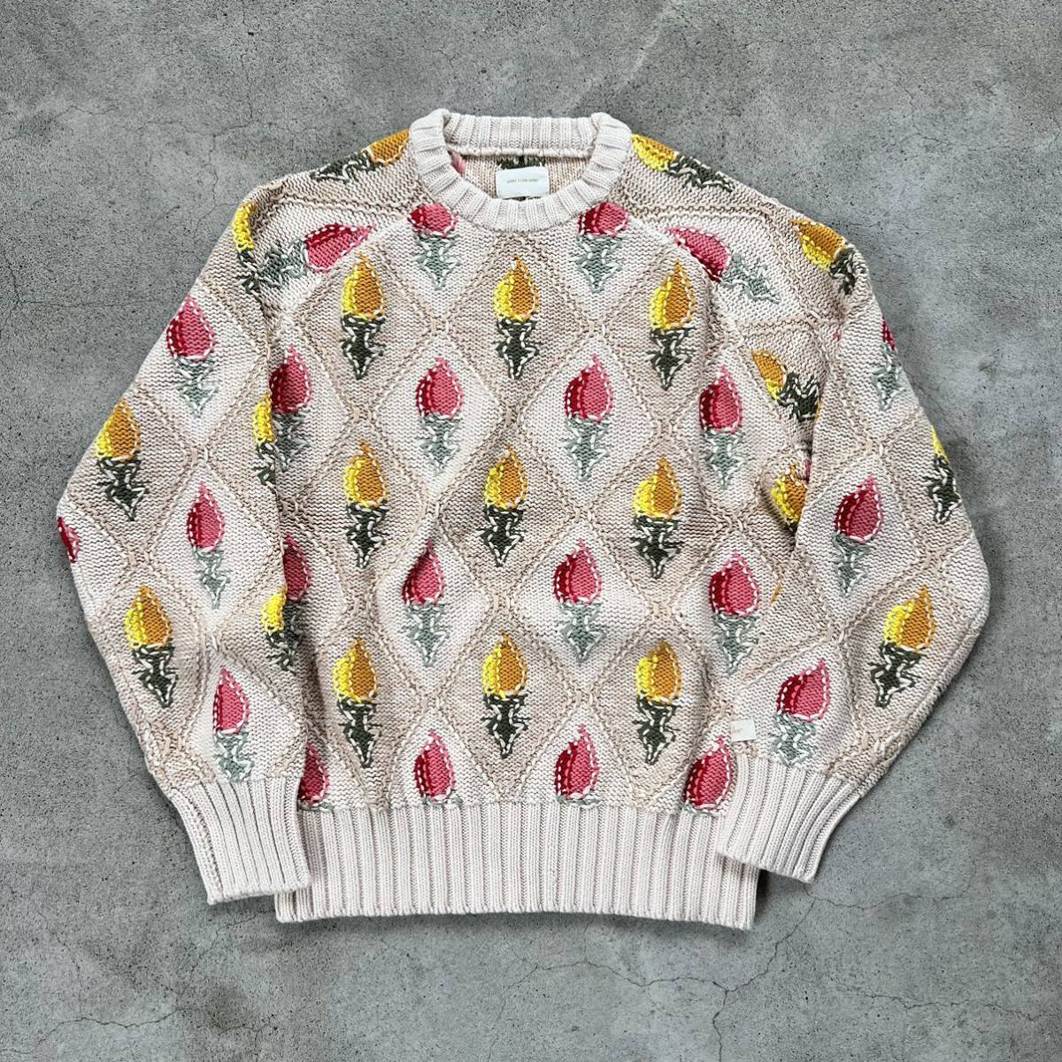 Aime Leon Dore flower knit sweater Large エイムレオンドレ フラワー