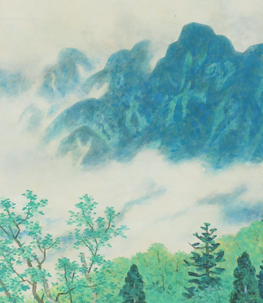 【真作】◆高木富三（高木冨三）◆山嶺湧雲◆共箱◆京都◆日本画◆肉筆◆紙本◆掛軸◆r872