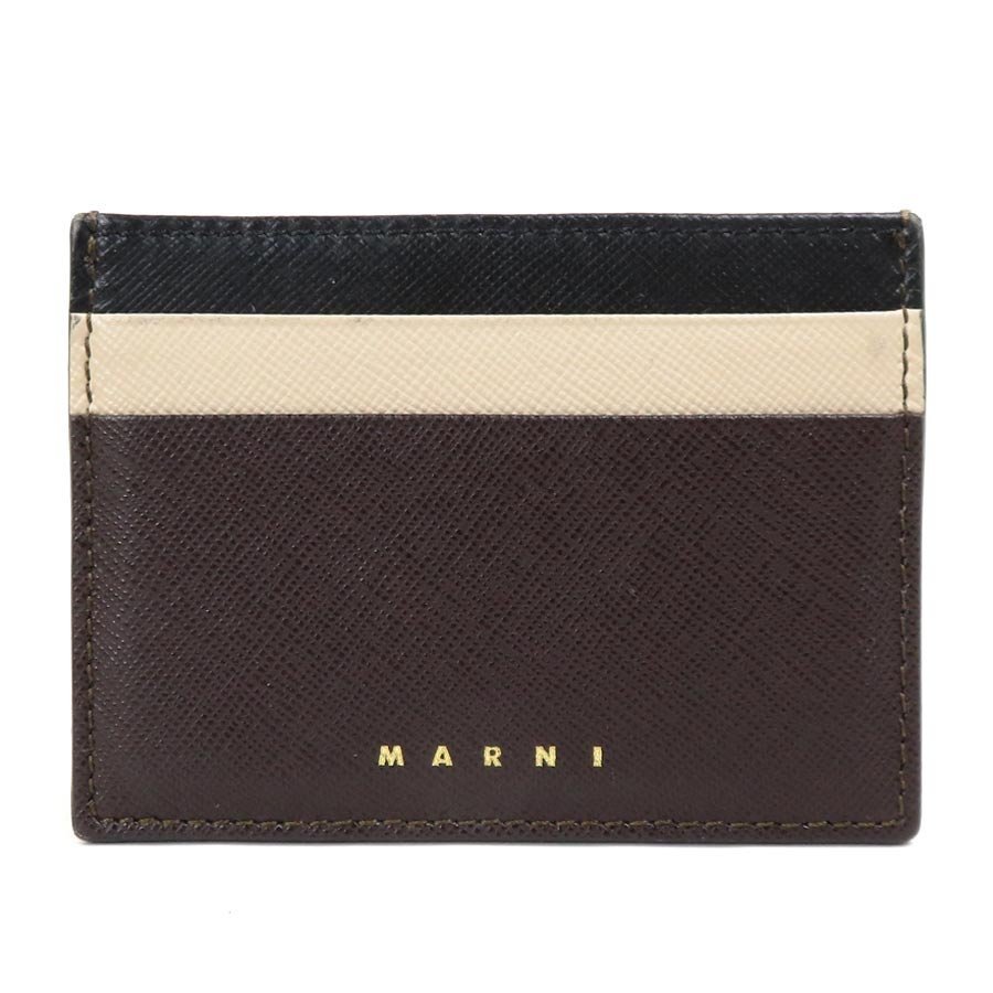 マルニ MARNI カードケース レザー ブラウン×ベージュ×ブラック 54997f