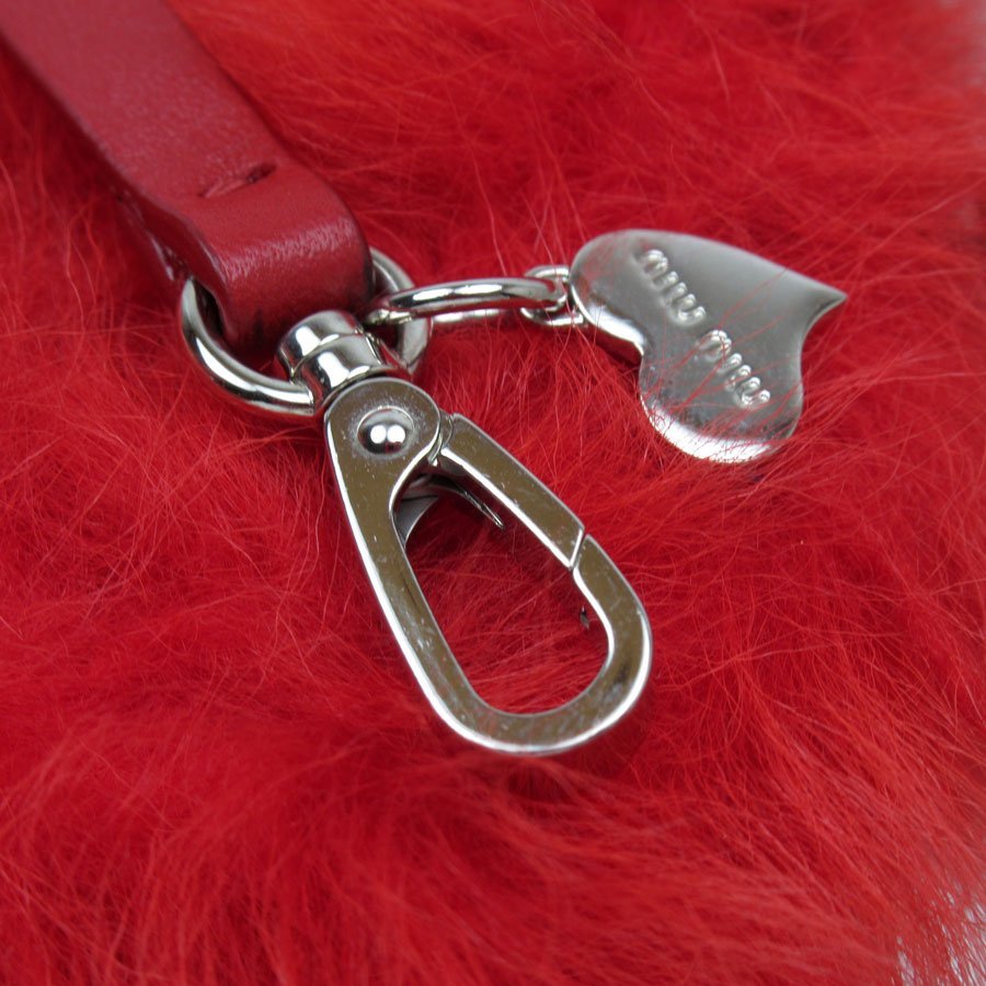  MiuMiu MIUMIU coin case leather / fur red t18719a