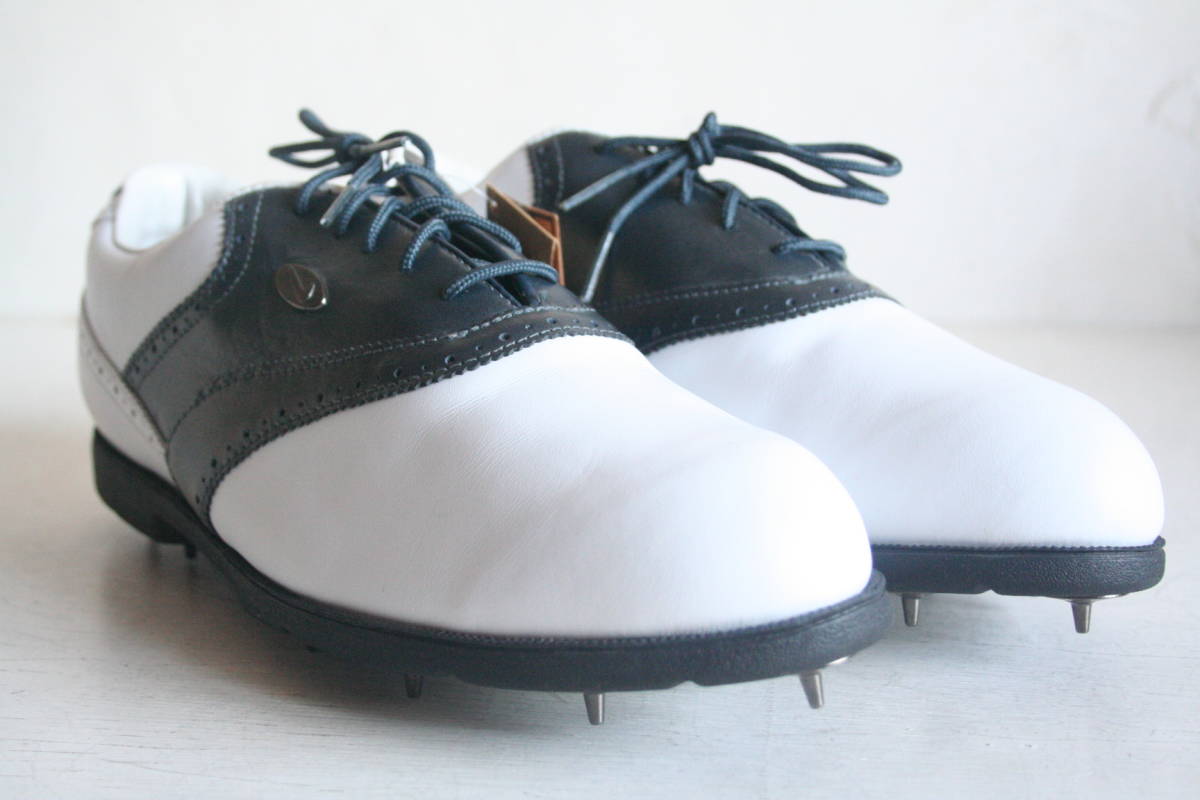 27.5cm ナイキ エアライナー ホワイト ブラック ゴルフシューズ Nike Airliner White Leather Golf Shoes_画像2