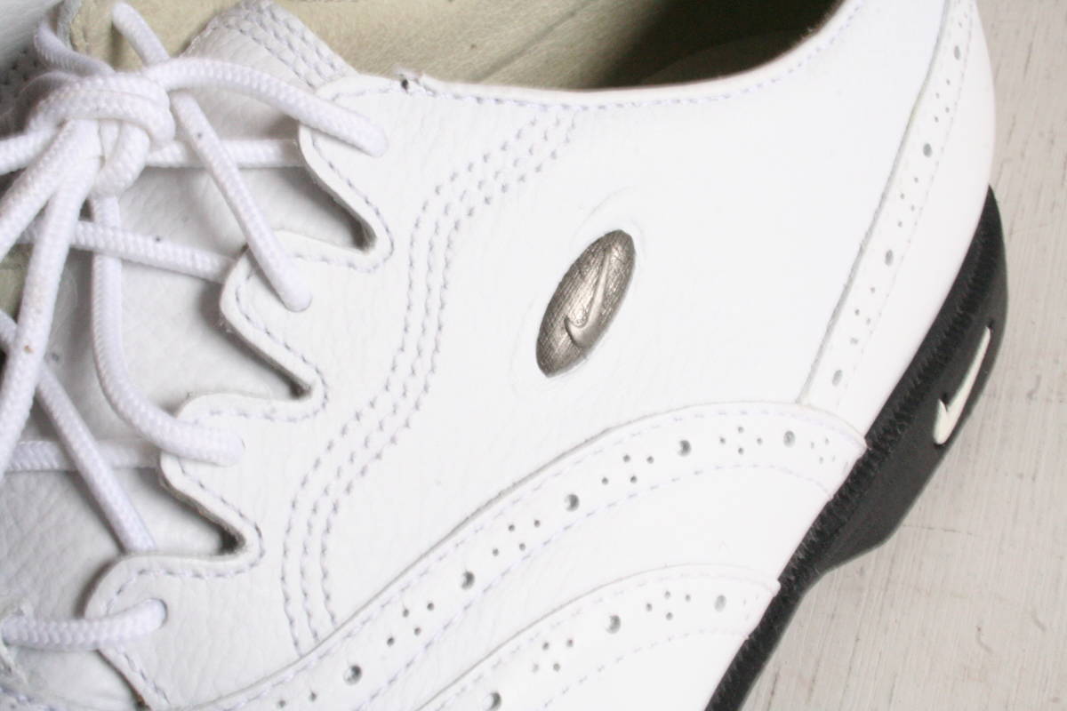 27cm ナイキ エアライナー ウィングチップ ホワイト ブラック ゴルフシューズ Nike Airliner White Leather Golf Shoes_画像8