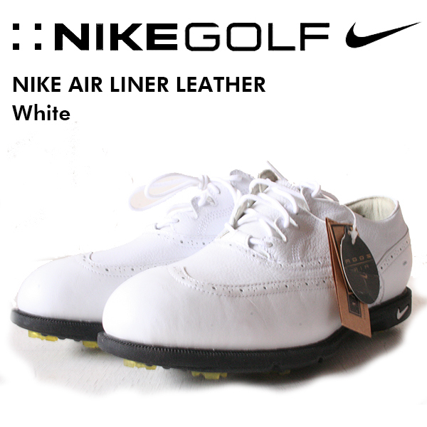 27cm ナイキ エアライナー ウィングチップ ホワイト ブラック ゴルフシューズ Nike Airliner White Leather Golf Shoes