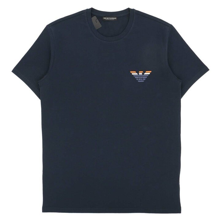 EMPORIO ARMANI エンポリオ アルマーニ STRIPED LOGO ストライプ ロゴ 半袖 Tシャツ メンズ 54052553 ネイビー L