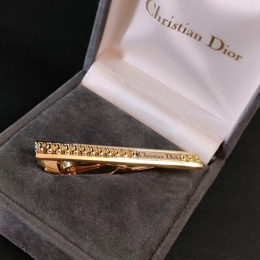 【極美品】Dior　ディオール　ネクタイピン　ゴールド　網目　チャック柄　ロゴ