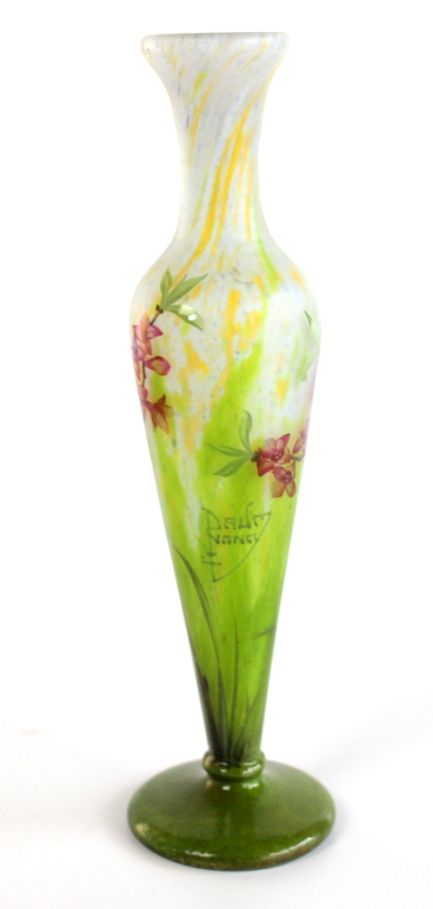 19世紀末 名作 ドームナンシー Daum Nancy エナメル彩 花文 大型 花瓶