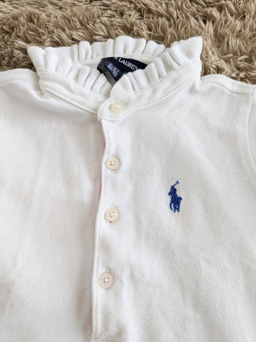 ★送料無料★　ラルフローレン RALPH LAUREN 女の子 ポロシャツ　白　黄色　90サイズ　半袖　2枚セット_画像3