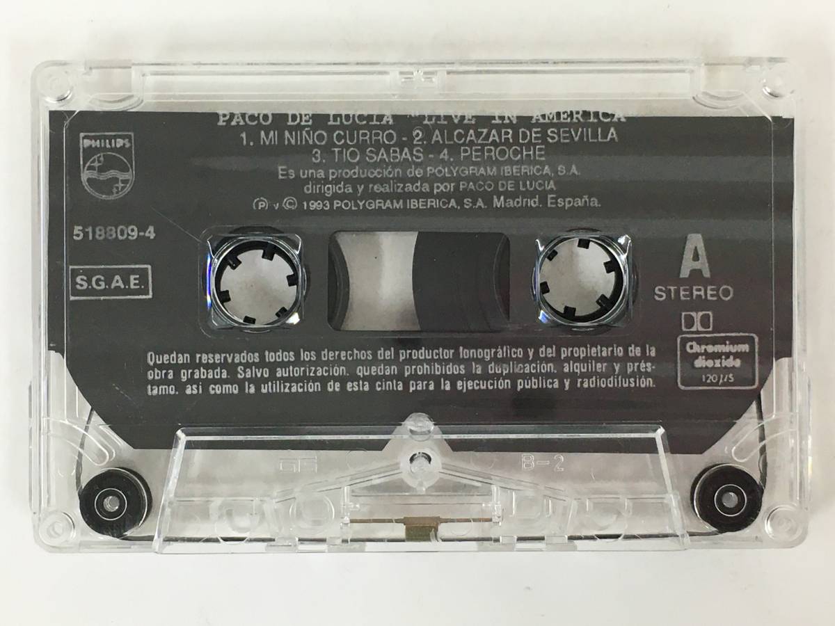 ■□R723 高性能CrO2テープ PACO DE LUCIA パコ・デ・ルシア LIVE IN AMERICA ライヴ・イン・アメリカ カセットテープ□■の画像6