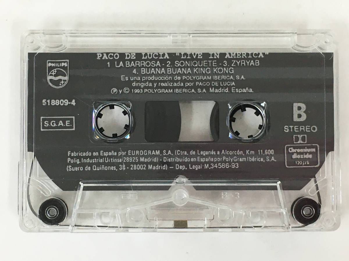 ■□R723 高性能CrO2テープ PACO DE LUCIA パコ・デ・ルシア LIVE IN AMERICA ライヴ・イン・アメリカ カセットテープ□■の画像7