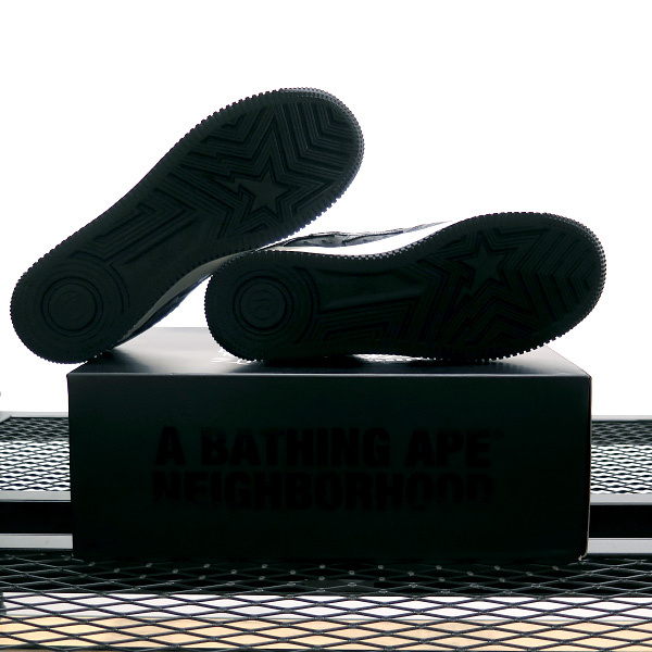 NEIGHBORHOOD ネイバーフッド x A BATHING APE ア ベイシング エイプ BAPE STA ベイプスタ シューズ スニーカー ブラック YX_画像10