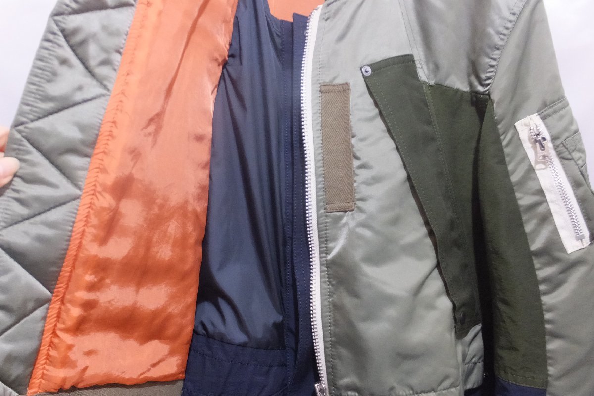 sacai サカイ ナイロンツイルミックスブルゾン ドッキングボンバー